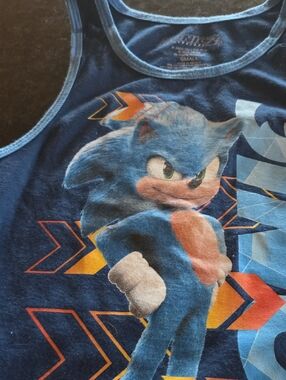 Sonic The Hedgehog Navy Blue Kids Tank Top - Licensed Character Tee